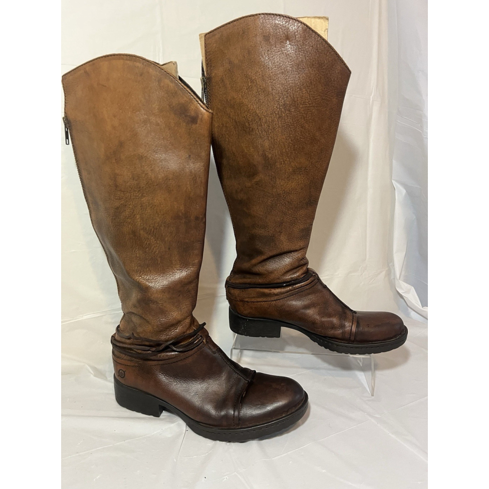 Born Shyra Tall Brown Leather Riding Boots Women Sz 8 - Picture 11 of 16